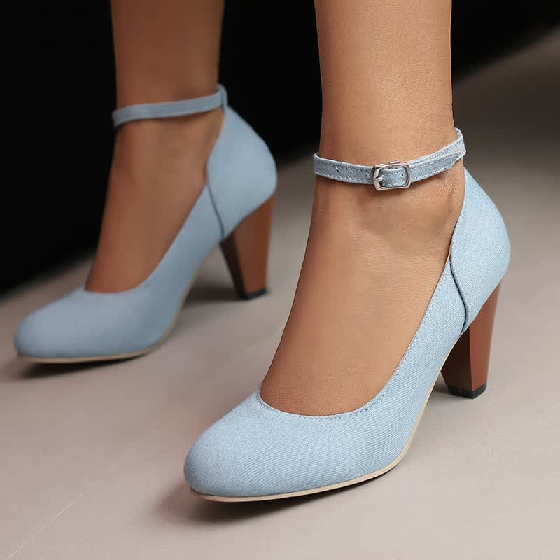 Michaela Denim Ankle Strap Pumps_13