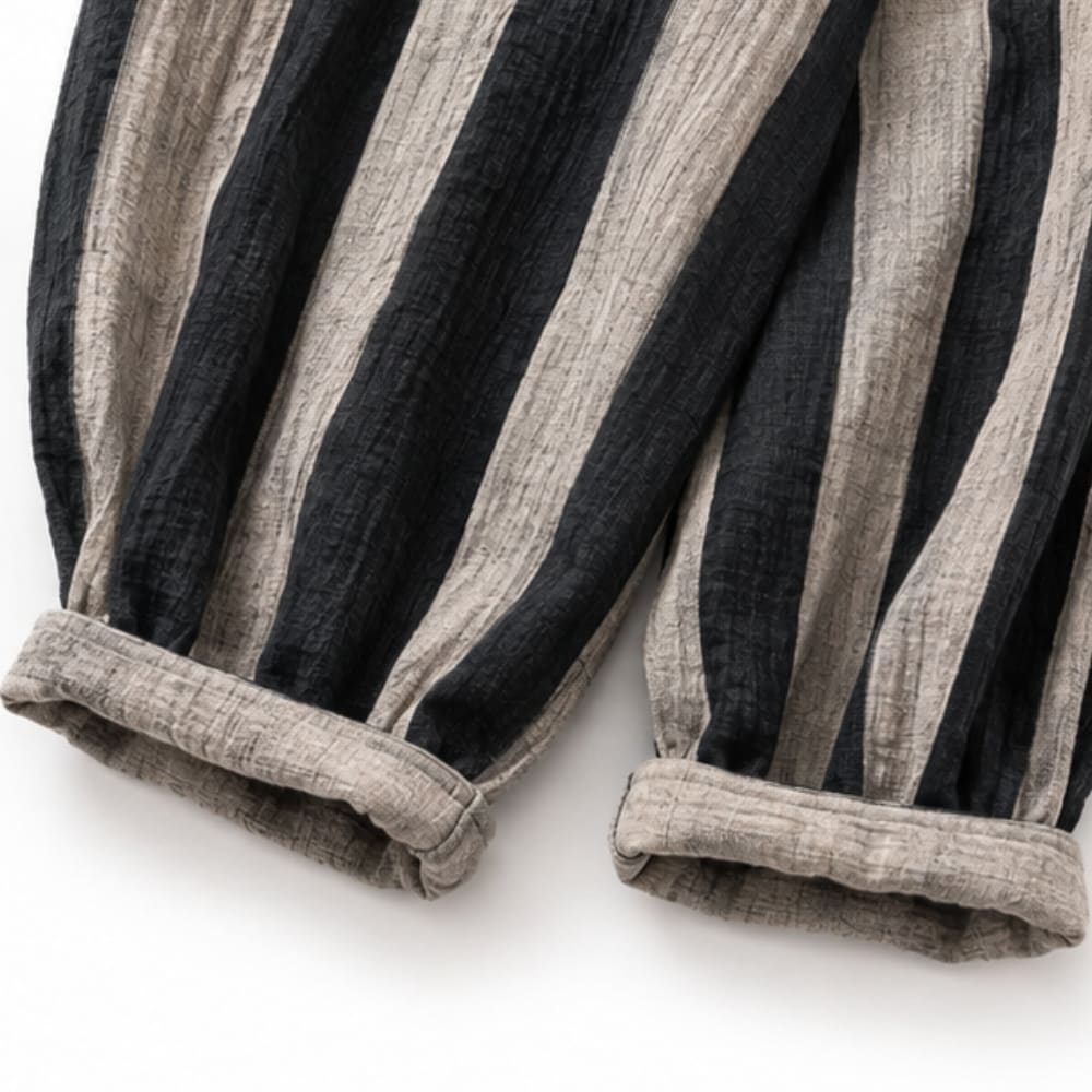 Fern Striped Color Block Oversized Top and Balloon Pants Two Piece Set_6