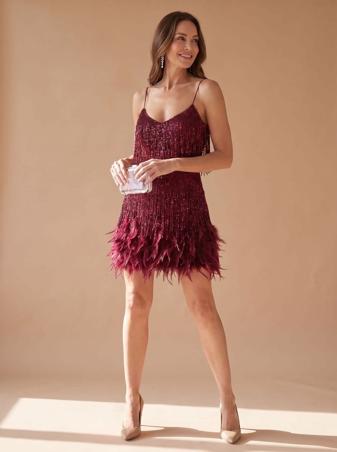 Briar Feather Fringe Party Mini Dress_2