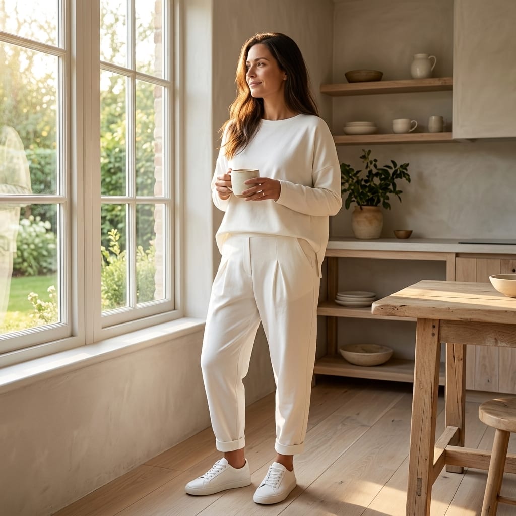 Sabine Cotton Long Sleeve Top and Tapered Pants Two Piece Lounge Set_4