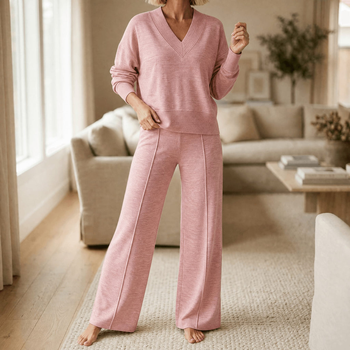 Lucinda V-Neck Knit Sweater and Wide Leg Pants Two Piece Set_12