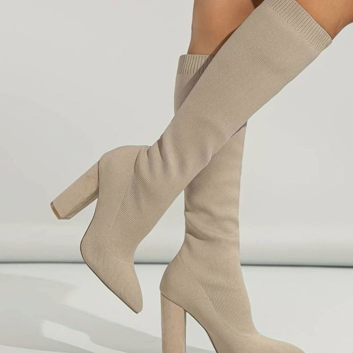 Hannah Stretch Knit Knee High Sock Boots_7