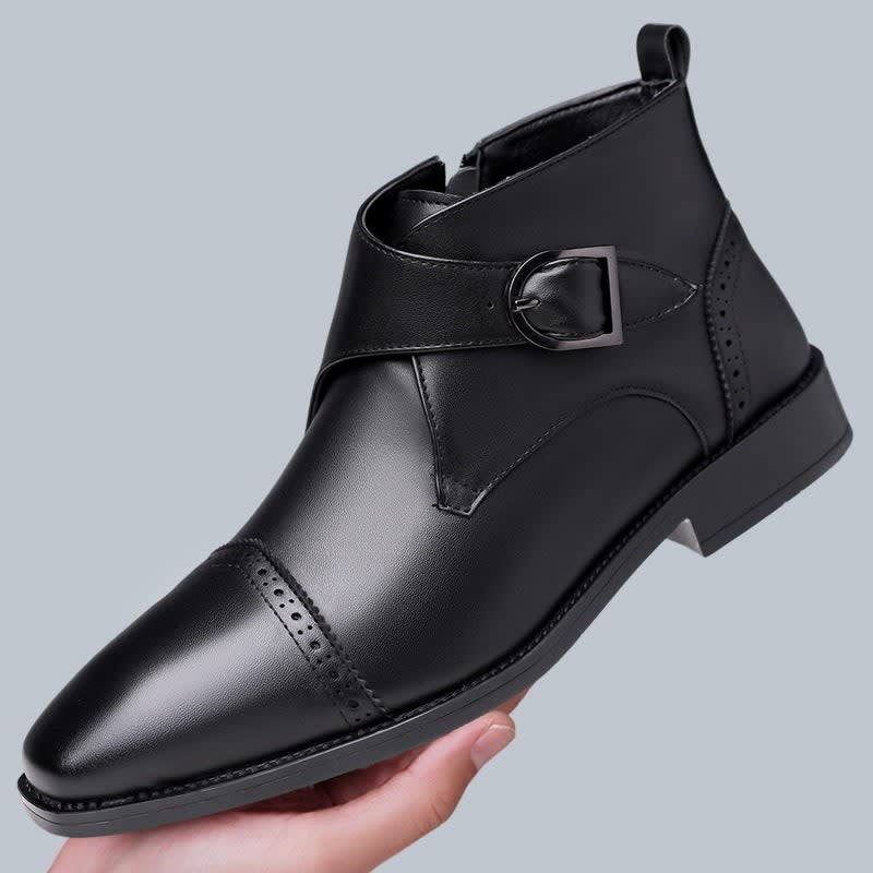 Maurice Leather Brogue Monk Strap Ankle Boots_12