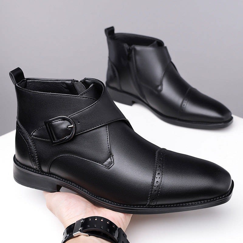 Maurice Leather Brogue Monk Strap Ankle Boots_13