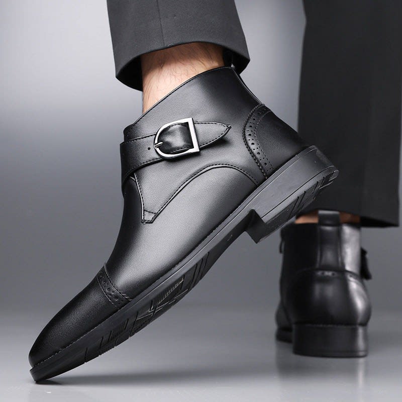 Maurice Leather Brogue Monk Strap Ankle Boots_15