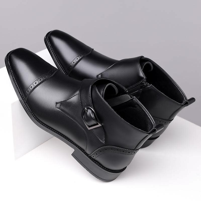 Maurice Leather Brogue Monk Strap Ankle Boots_9