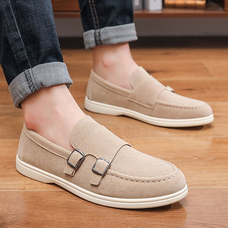 Kenneth Lightweight Suede Double Monk Strap Loafers_4