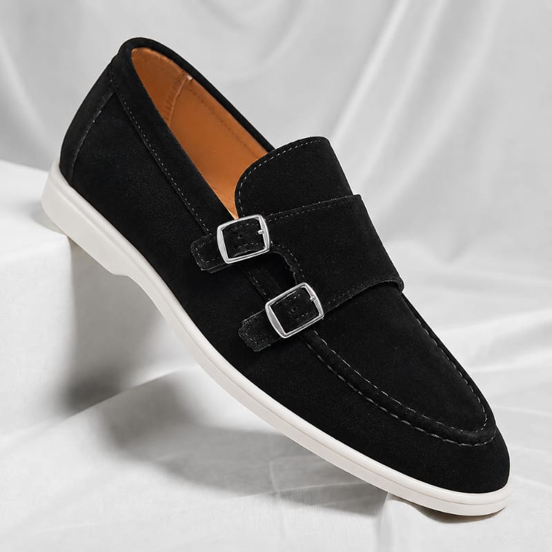 Kenneth Lightweight Suede Double Monk Strap Loafers_8