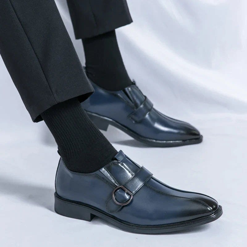 Morris Leather Pointed Toe Monk Strap Dress Shoes_1