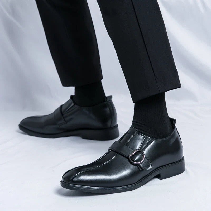 Morris Leather Pointed Toe Monk Strap Dress Shoes_18
