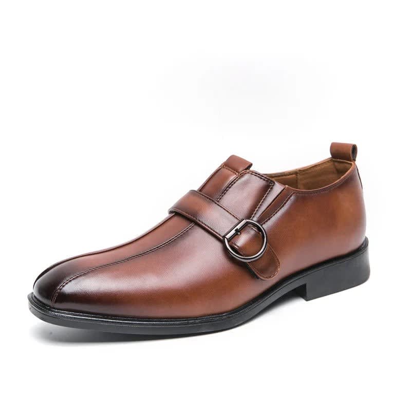 Morris Leather Pointed Toe Monk Strap Dress Shoes_27
