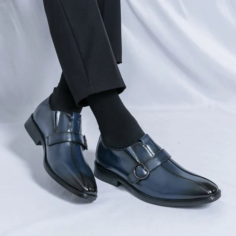 Morris Leather Pointed Toe Monk Strap Dress Shoes_3