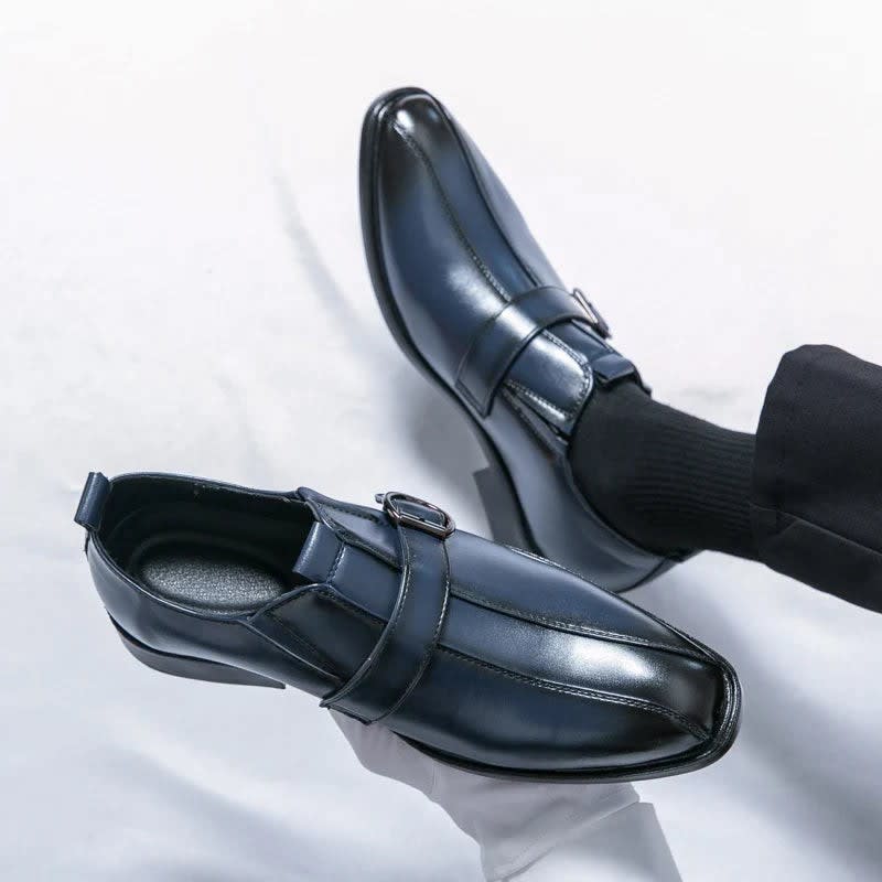 Morris Leather Pointed Toe Monk Strap Dress Shoes_7