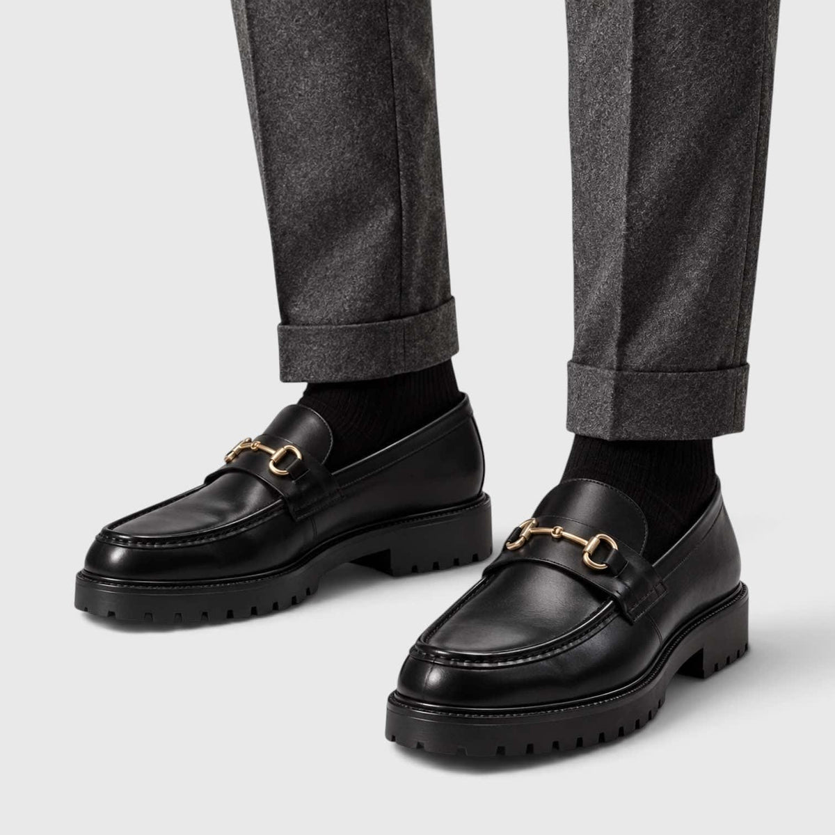 Wyatt Leather Lug Sole Bit Loafers_5