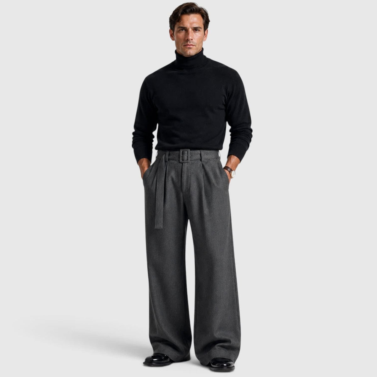 Sergio Belted Wide Leg Trousers_10