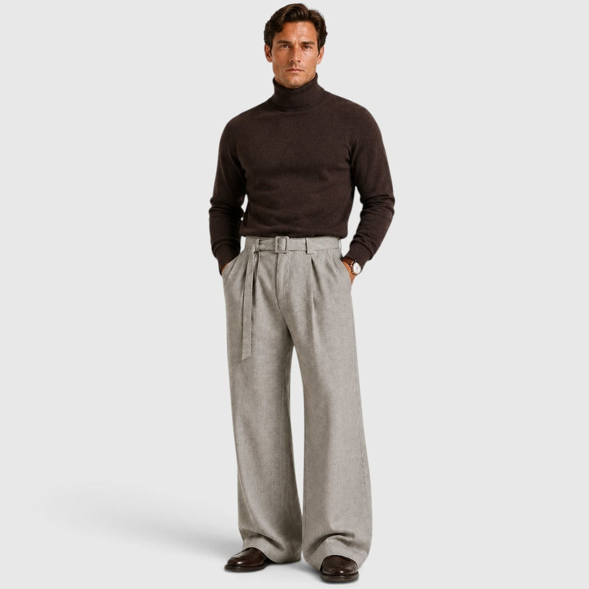 Sergio Belted Wide Leg Trousers_14