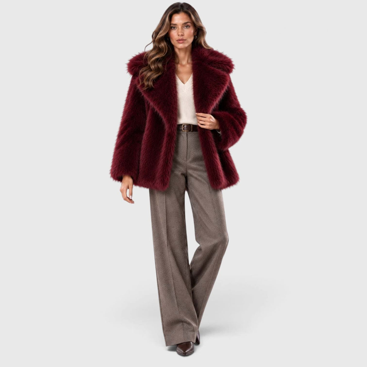 Angelina Plush Faux Fur Short Coat_10