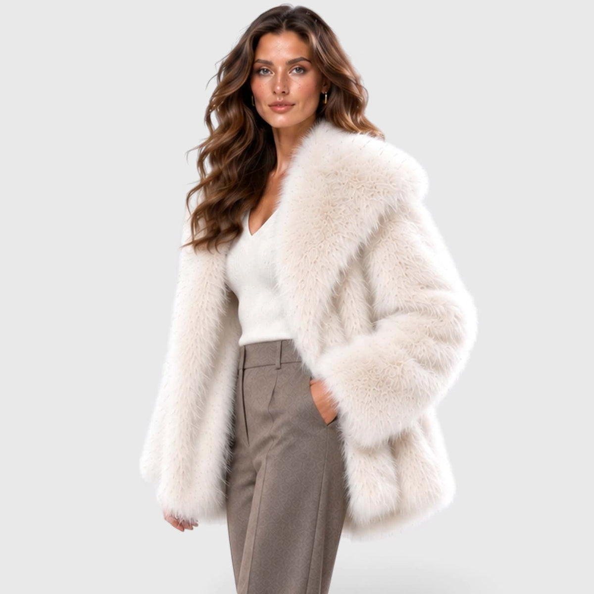 Angelina Plush Faux Fur Short Coat_14