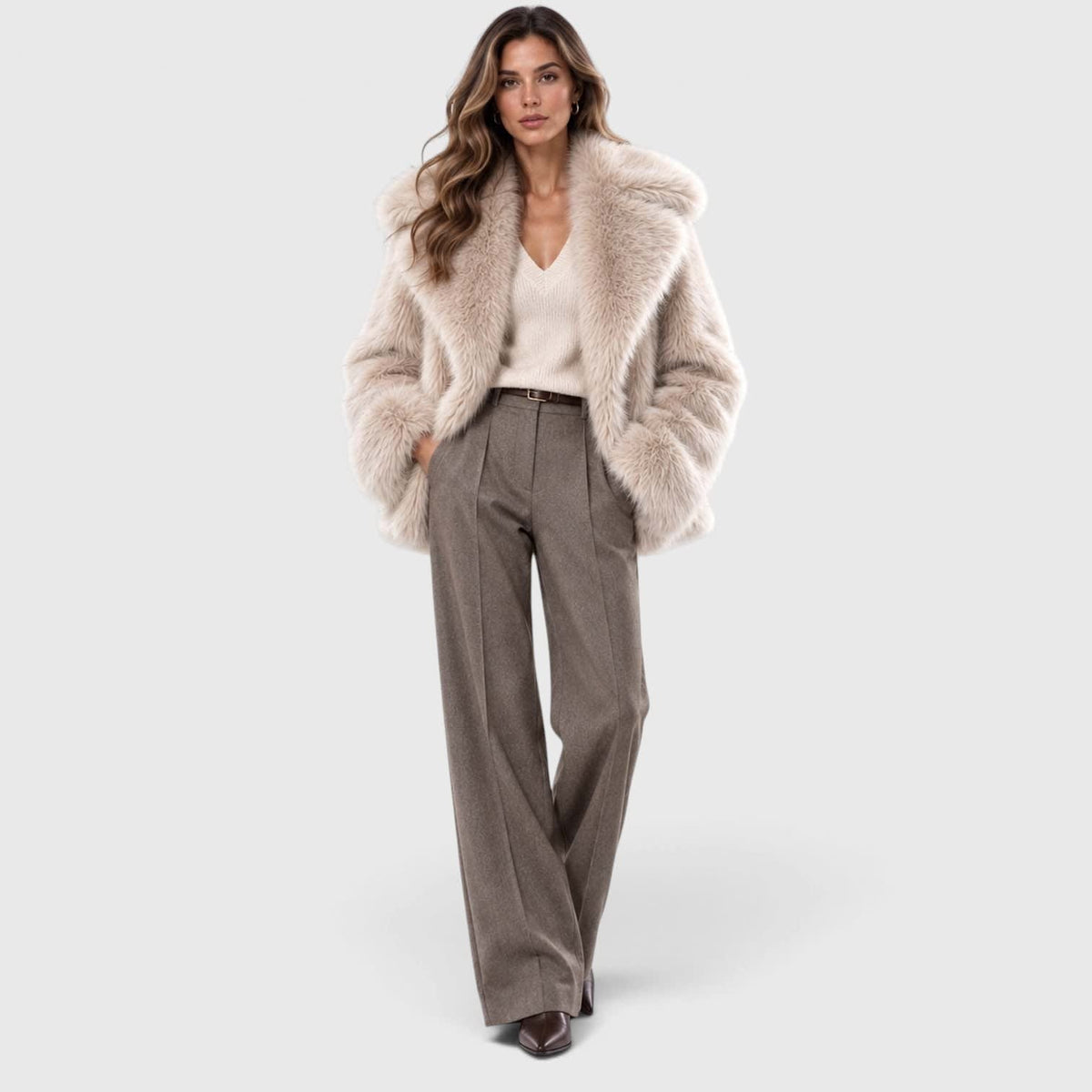 Angelina Plush Faux Fur Short Coat_4