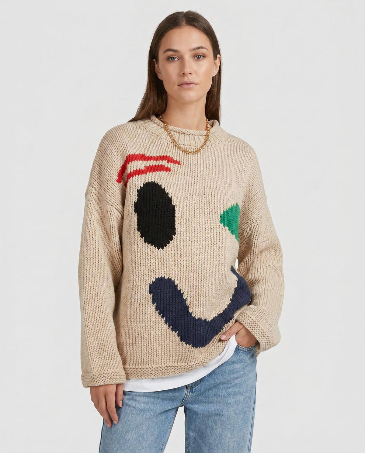 Presley Smiley Face Chunky Knit Sweater_4