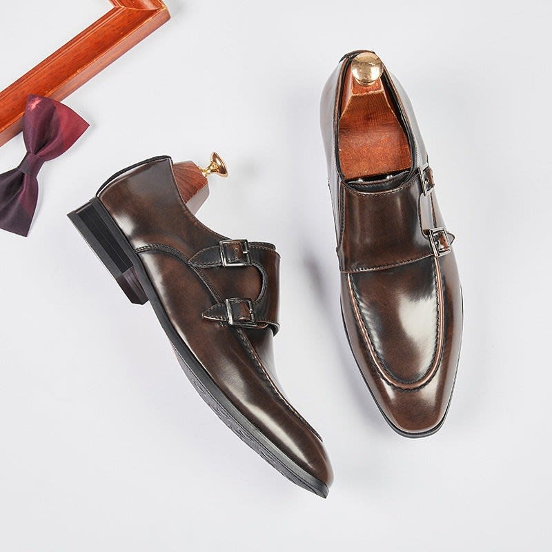 Murray Polished Leather Double Monk Strap Dress Shoes_2
