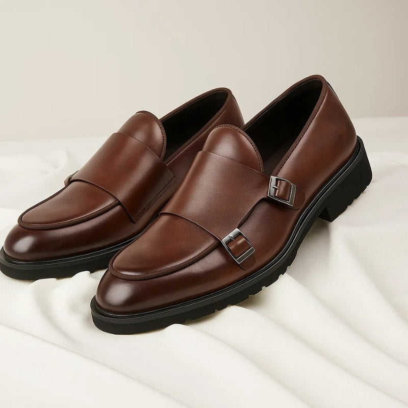 Lewis Leather Lug Sole Double Monk Strap Loafers_2