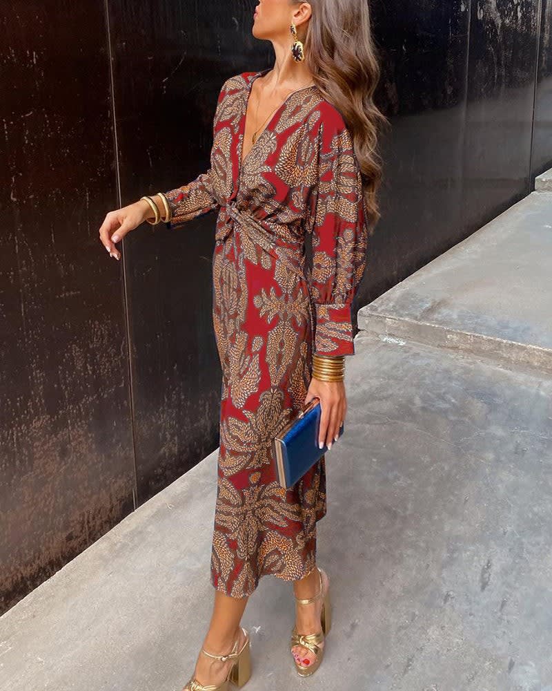 Tabitha Floral V-Neck Long Sleeve Wedding Guest Maxi Dress_3
