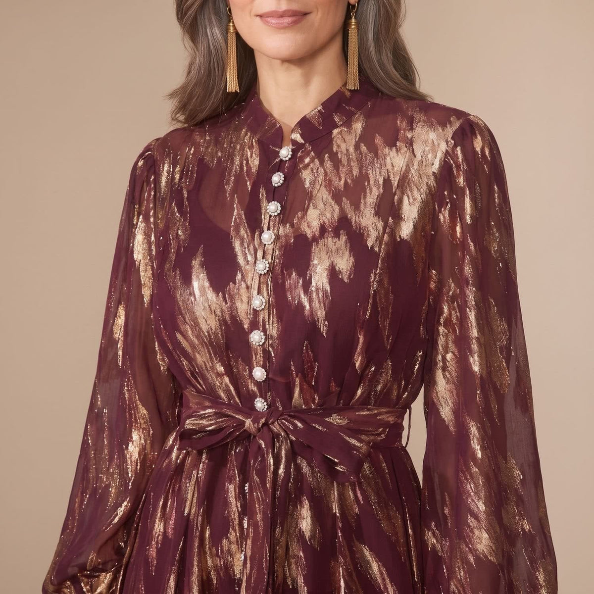 Manon Metallic Button Front Maxi Dress_3