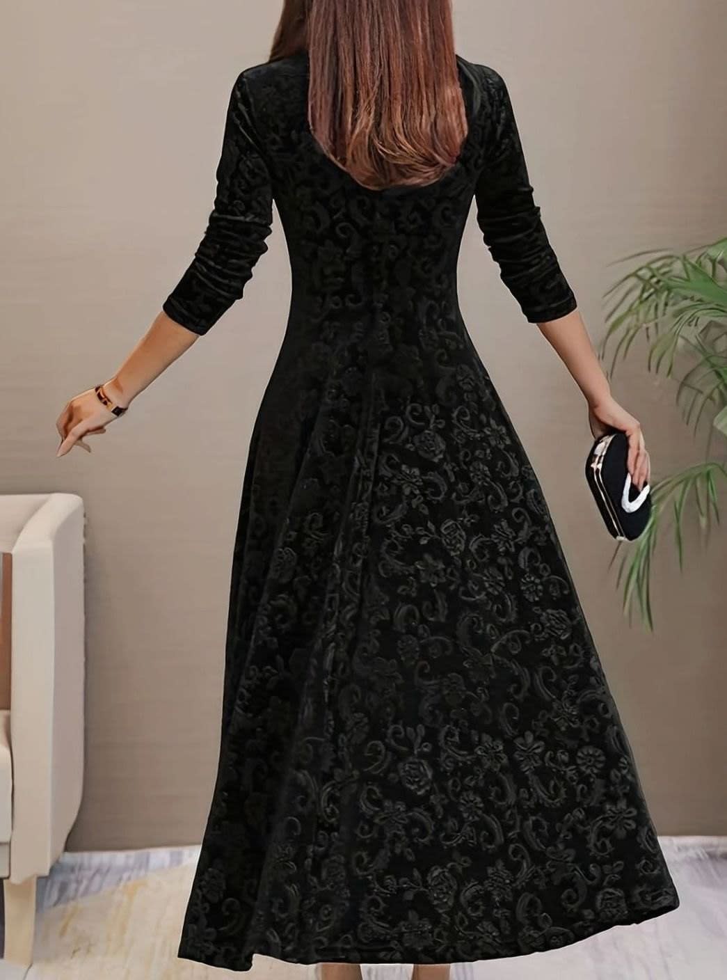 Jacinta Velvet Floral Midi Party Dress_7