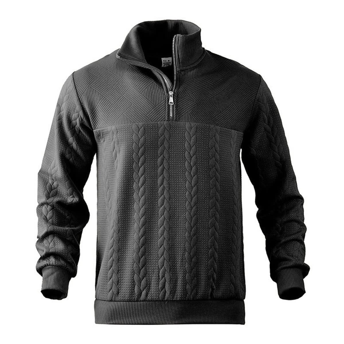 Emmett Cable Knit Quarter Zip Sweater_11