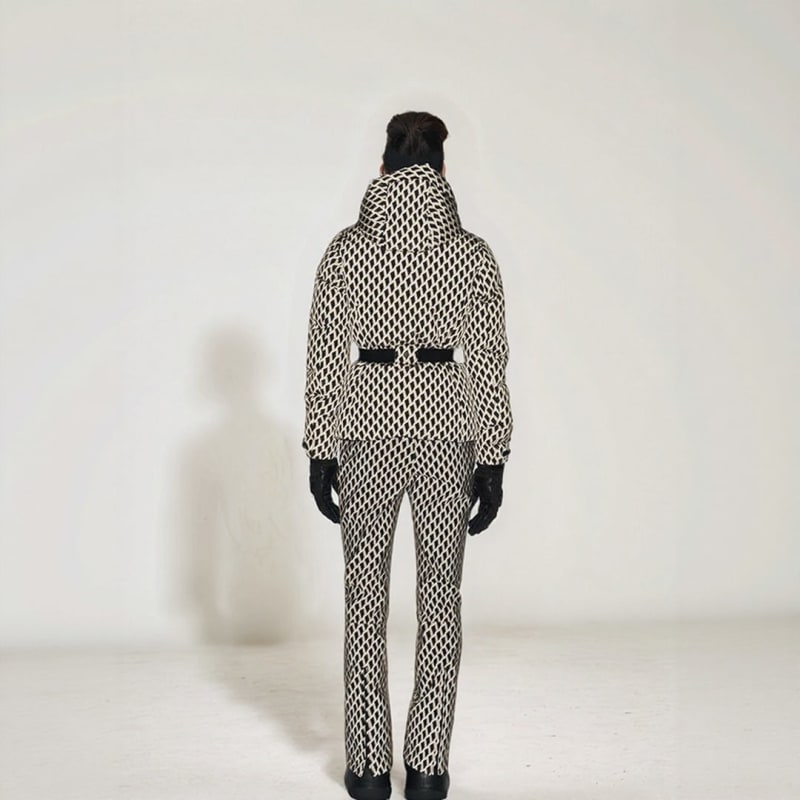 Simone Belted Geometric Print Ski Jacket For Winter_1
