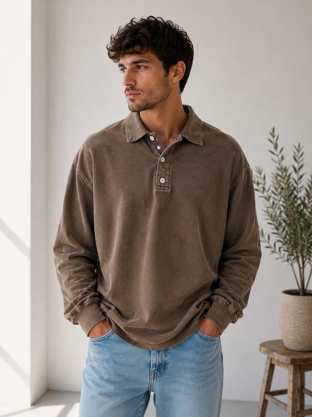 Walden Cotton Blend Relaxed Fit Polo Sweatshirt_7