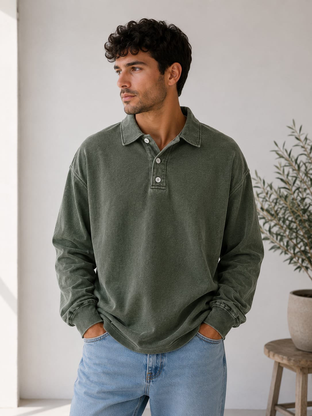Walden Cotton Blend Relaxed Fit Polo Sweatshirt_8