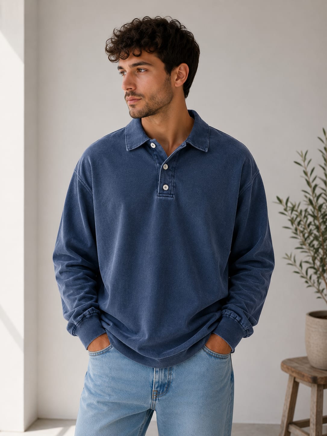Walden Cotton Blend Relaxed Fit Polo Sweatshirt_9