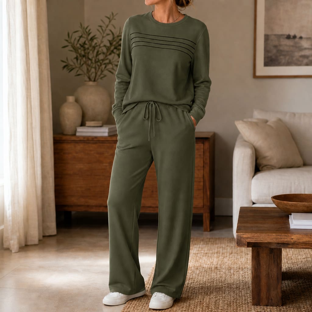 Margot Crew Neck Long Sleeve Top and Wide Leg Drawstring Lounge Set_11