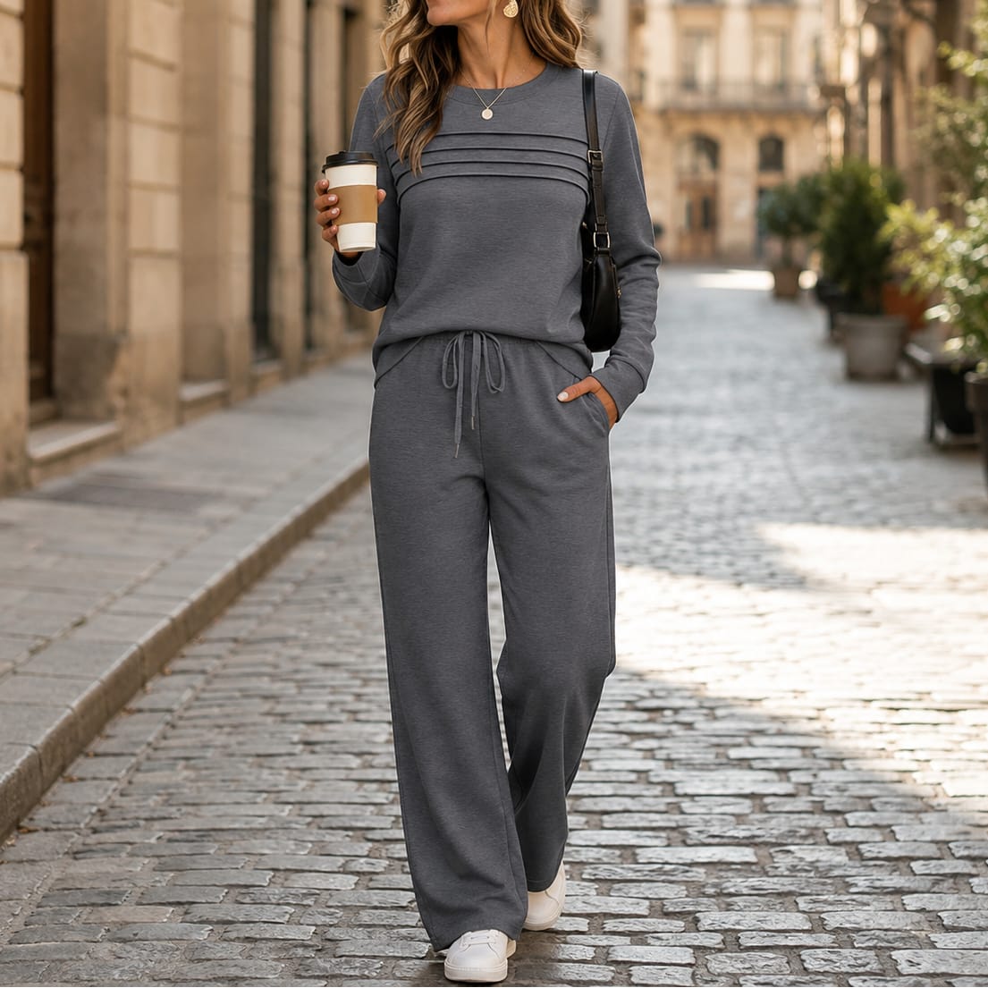 Margot Crew Neck Long Sleeve Top and Wide Leg Drawstring Lounge Set_15