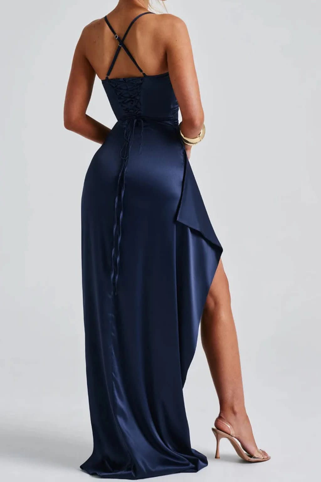 Calla Navy Draped Wedding Guest Maxi Dress_3