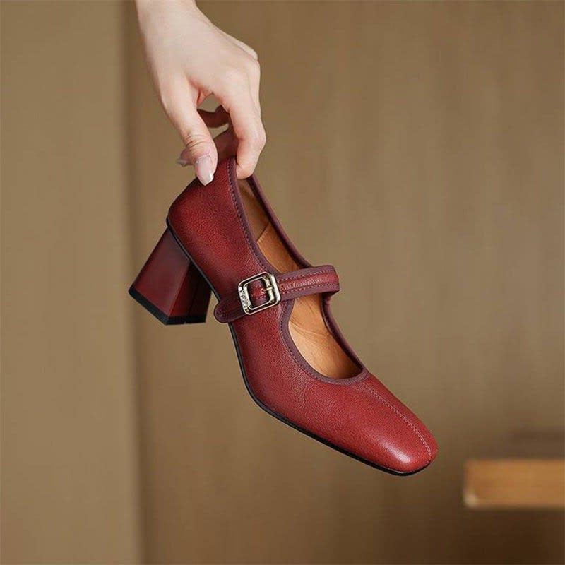 Flora Square Toe Mary Jane Block Heels_1
