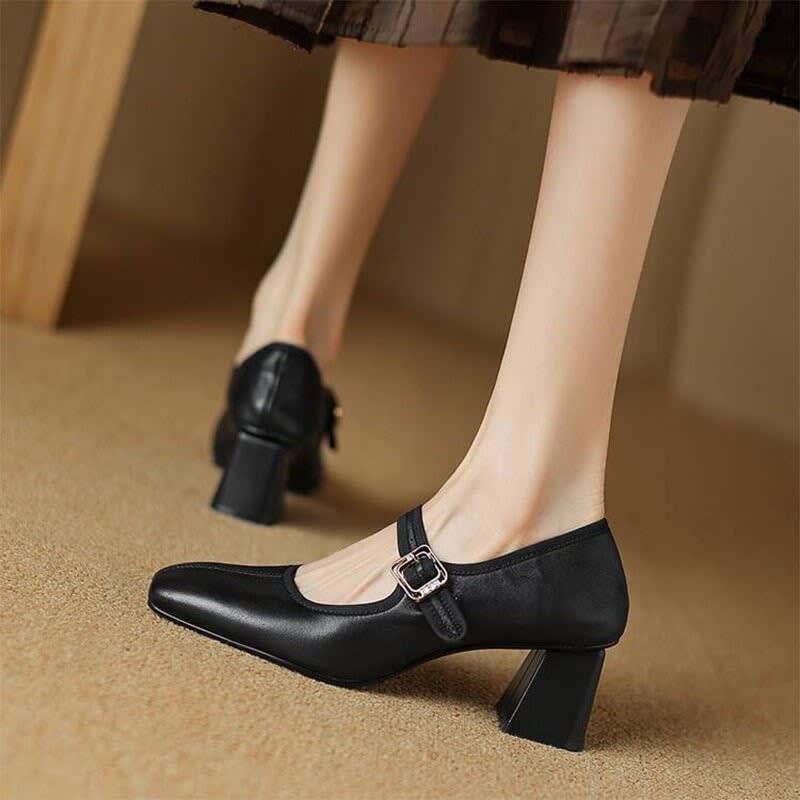Flora Square Toe Mary Jane Block Heels_8