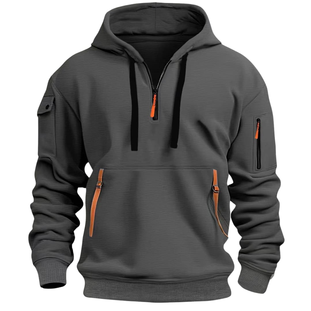 Casey Quarter Zip Waffle Texture Hoodie_5