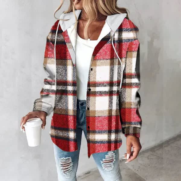 Lisa Plaid Hooded Shirt Jacket_7