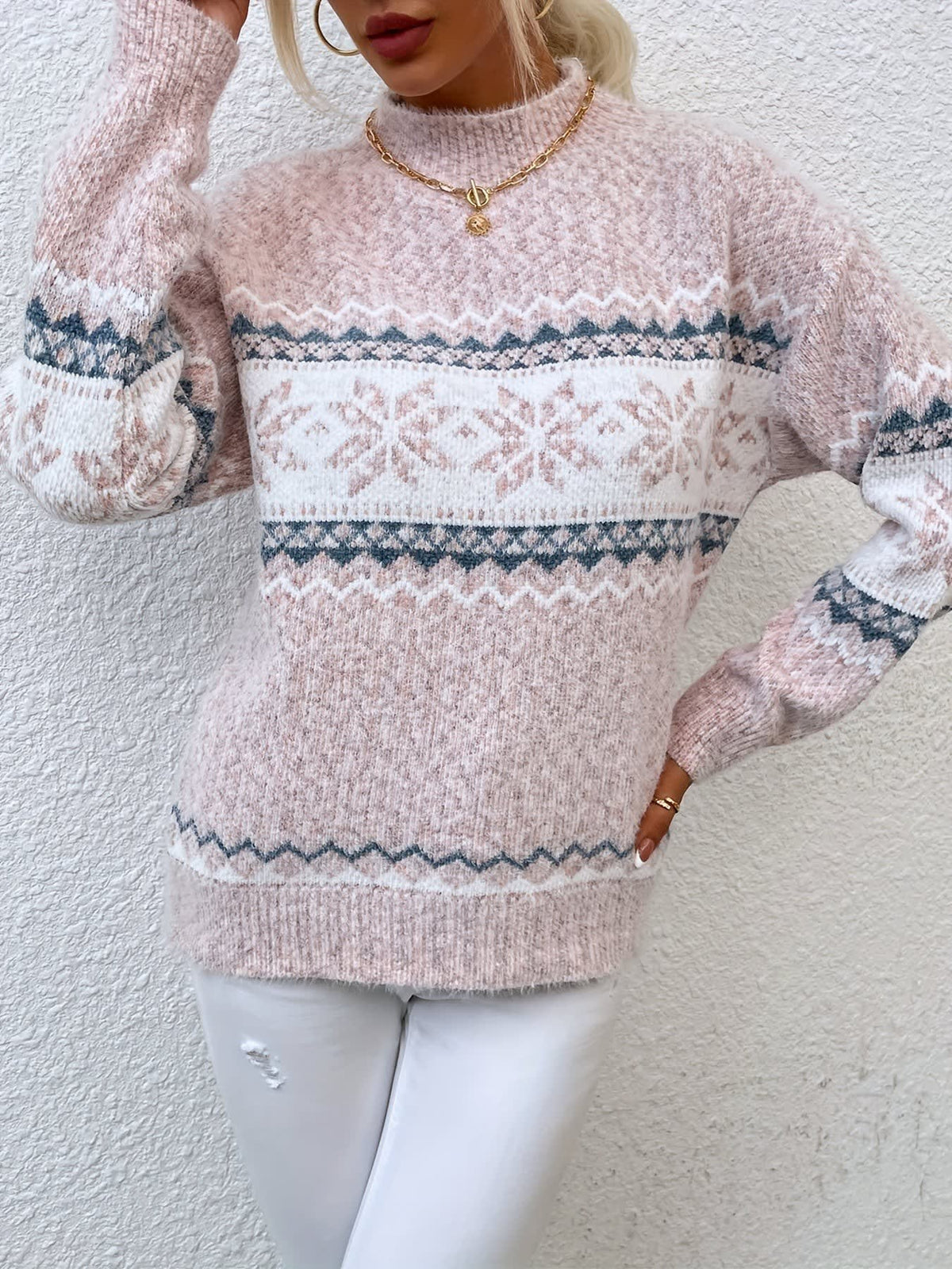 Annabel Snowflake Mock Neck Christmas Sweater_14