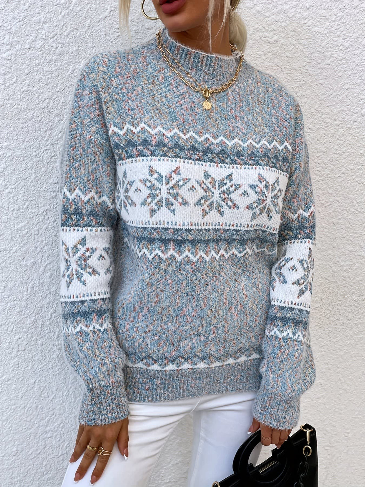Annabel Snowflake Mock Neck Christmas Sweater_4