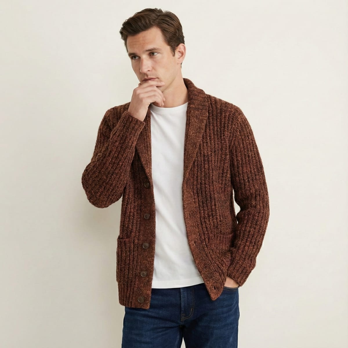 Juan Chunky Knit Shawl Collar Cardigan_4