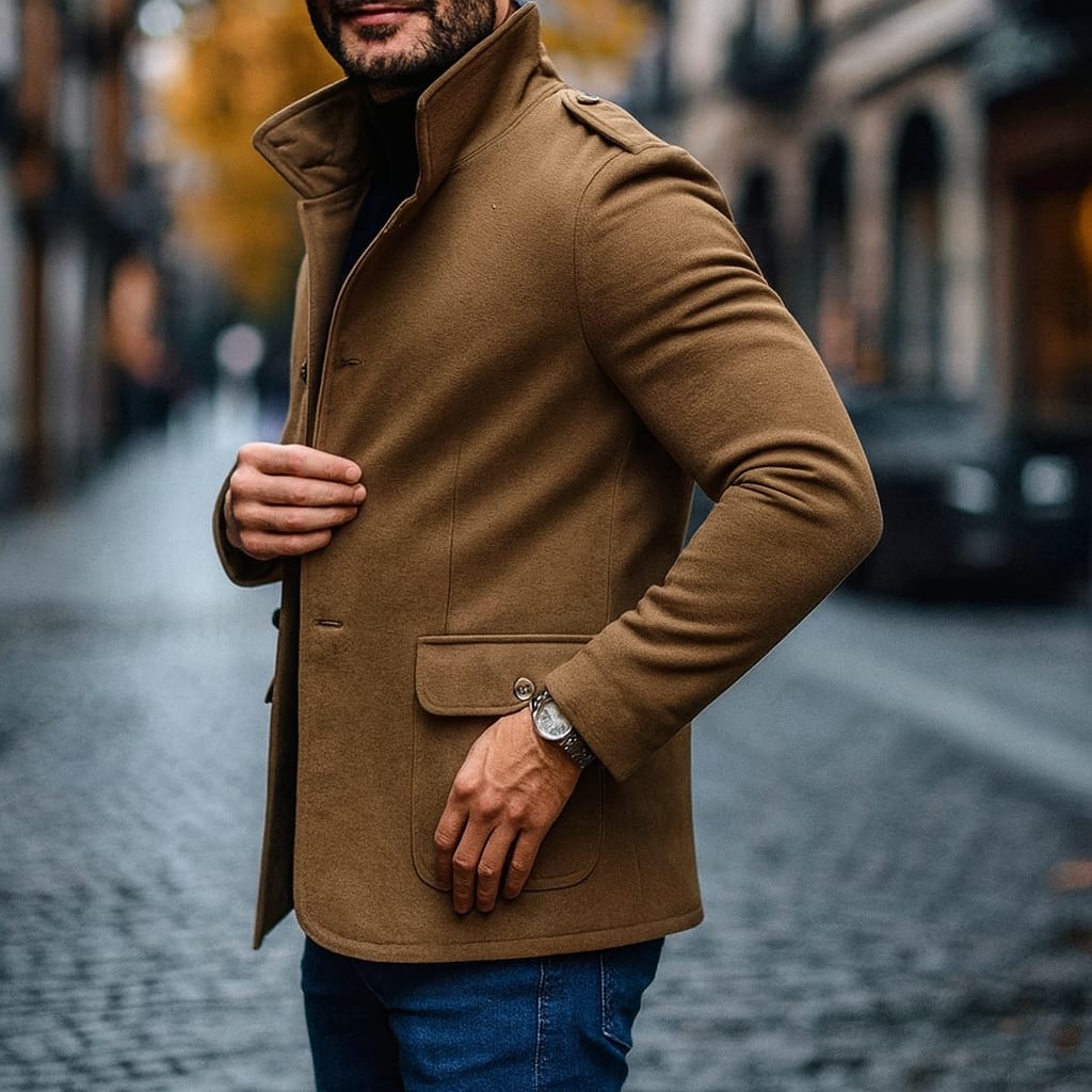 Brant Wool Blend Stand Collar Coat_4