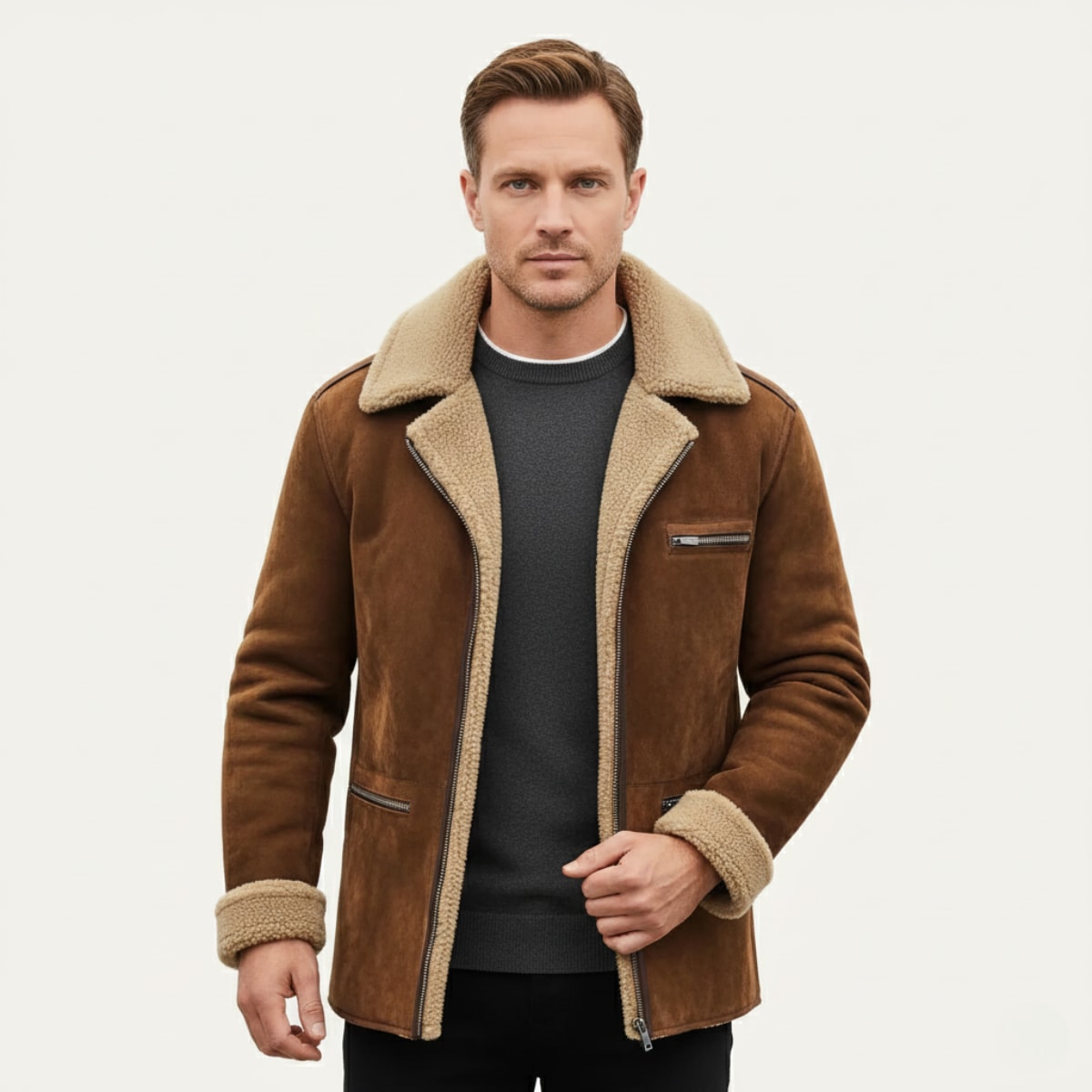Julius Faux Suede Shearling Lined Jacket_2