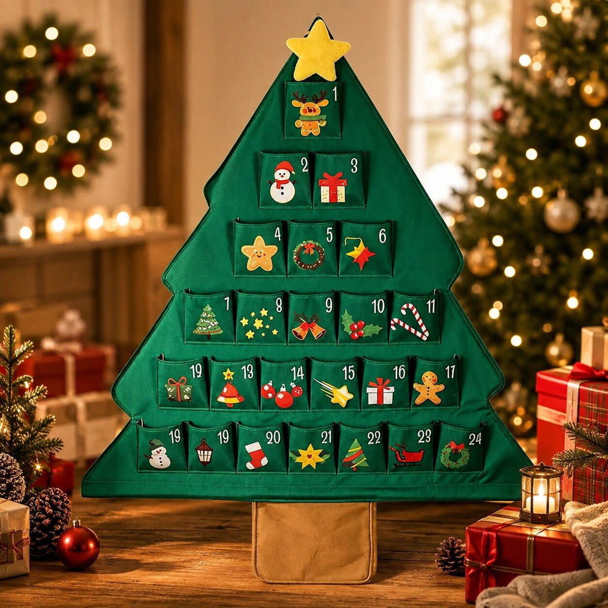 Felt Christmas Tree Advent Calendar 2026 with 24 Pockets Holiday Countdown Gift for Christmas Lovers_12