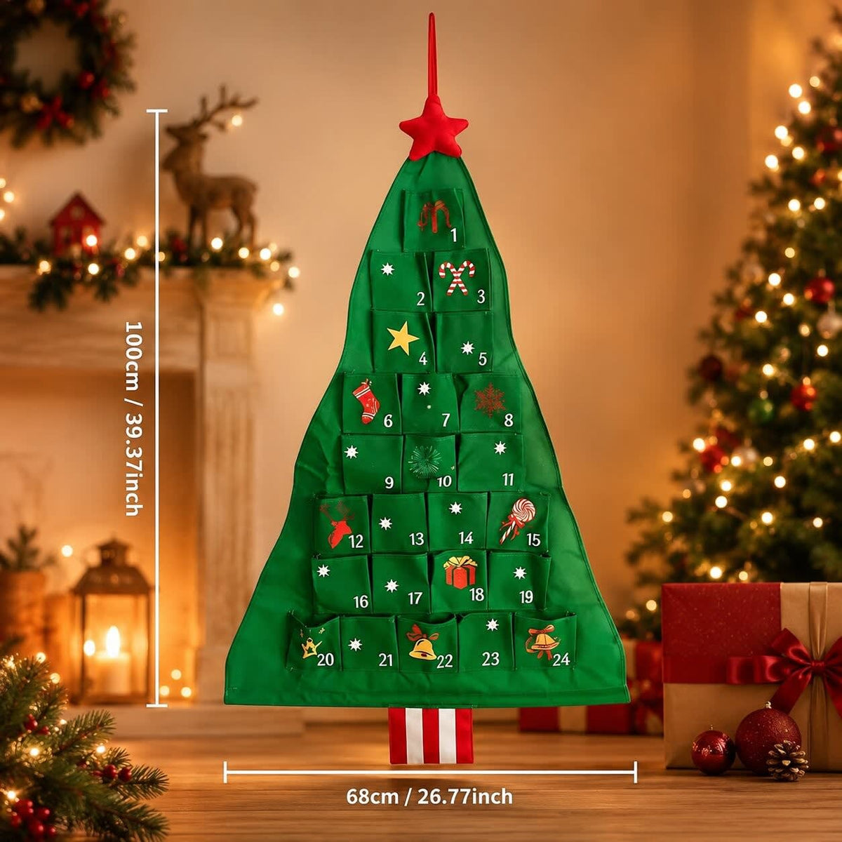 Felt Christmas Tree Advent Calendar 2026 with 24 Pockets Holiday Countdown Gift for Christmas Lovers_4