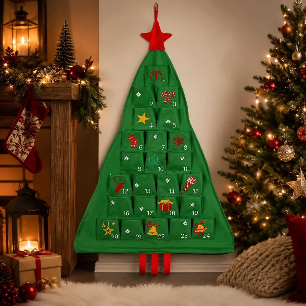 Felt Christmas Tree Advent Calendar 2026 with 24 Pockets Holiday Countdown Gift for Christmas Lovers_6