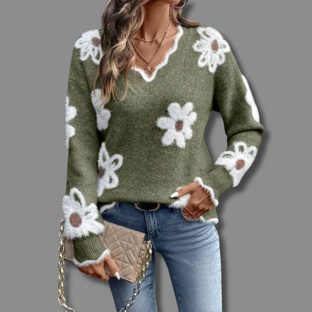 Oriane Floral V-Neck Sweater_5
